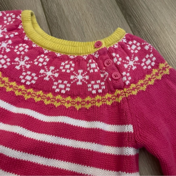 Hanna Andersson Girl’s Size 3 Pink Yellow & White Striped Sweater Dress - Picture 5 of 11
